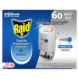 Raid Liquido Base 60 Notti, Protegge contro Zanzare Comuni e Tigre, Azione Continua, 36 ml