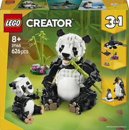 LEGO Creator 3 in 1 31165 Animali Selvatici: Famiglia di Panda Giocattolo, Si Trasforma in Pinguino e Orca, Idea Regalo 8+
