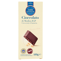 Terre d'Italia Cioccolato di Modica IGP con scorze d'arancia 100 g