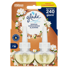 Glade Liq. Elettrico Doppia Ricarica, Profumatore per ambienti, Fragranza Sandalo e Gelsomino 2X20ml