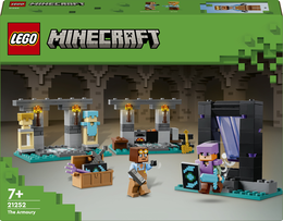 LEGO Minecraft 21252 L'Armeria con Personaggio Alex, Accessori e Armi Giocattolo per Bambini di 7+ Anni e Fan del Videogioco