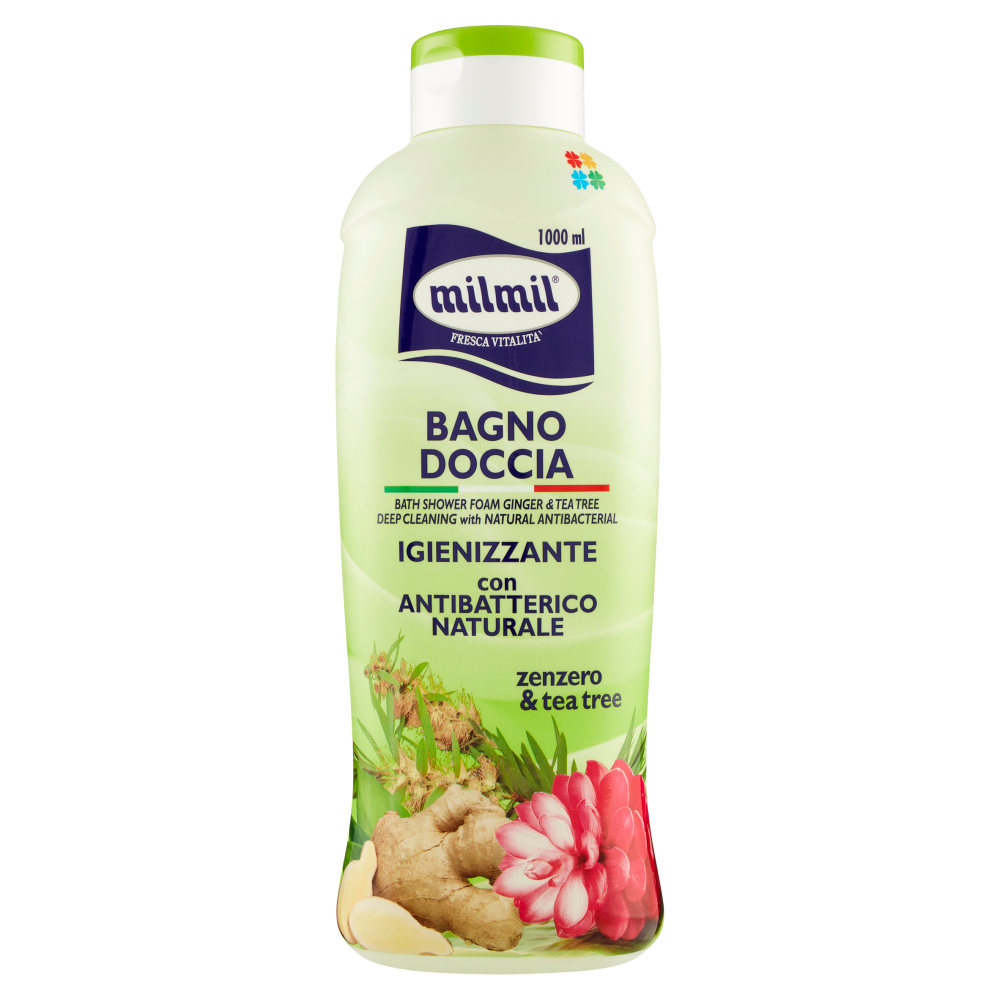milmil Bagno Doccia Igienizzante con Antibatterico Naturale zenzero & tea tree 1000 ml