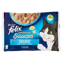 FELIX Sensations Sauces Selezioni con Pesci in salsa (Salmone & Sardine) 4 x 85 g