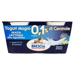 Brescia Yogurt Magro di Centrale 0,1% di grassi Senza Lattosio Magro Bianco 2 x 125 g