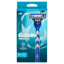 Gillette Mach3 Uefa Champions League Rasoio da Uomo a 3 Lame, 1 Manico + 2 Lamette