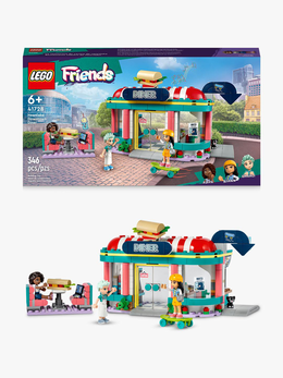 LEGO Friends 41728 Ristorante nel Centro di Heartlake City, Giochi per Bambini 6+ Anni, Mini Bamboline Liann, Aliya e Charli