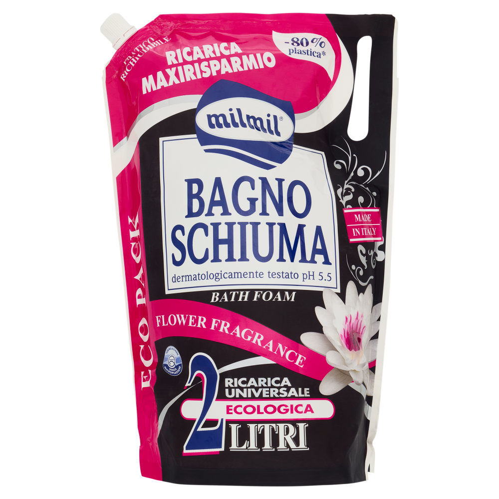 milmil Bagno Schiuma Flower Fragrance Ricarica Universale Ecologica 2 Litri