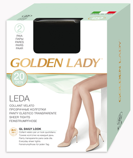 Golden Lady Collant velato Leda 20 Den nero 2 paia taglia 2