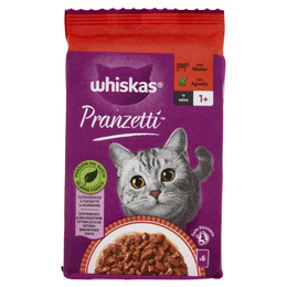 Whiskas Pranzetti Cibo Umido Gatto con Manzo e Agnello in Salsa 6x50g