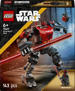 LEGO Star Wars 75411 Mech Darth Maul, Action Figure Giocattolo da Esposizione con Spada Laser e Minifigure, Idea Regalo 6+ Anni
