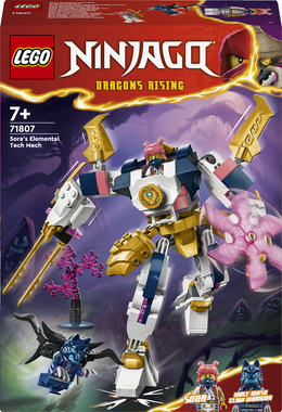 LEGO NINJAGO 71807 Mech Elemento Tech di Sora, Giochi per Bambini 7+ Anni, Action Figure Snodabile e 2 Minifigure, Regalo Ninja