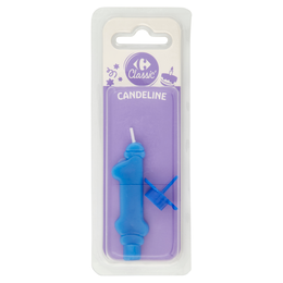 Carrefour Classic Candelina Numero 1 Azzurra con supporto