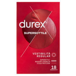 Durex Preservativi Supersottile Vestibilità Regolare, 18 Preservativi