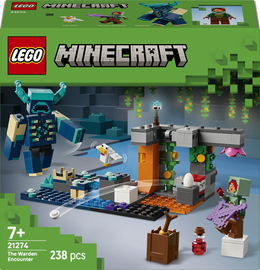 LEGO Minecraft 21274 L’Incontro con il Sorvegliante, Giocattolo con Minifigure, Mob e Funzione Caduta Massi, Idea Regalo 7+