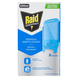Raid Essentials Trappola Insetti Volanti; Moscerini, Mosche e Tarme, 100% Senza Insetticida, 2R