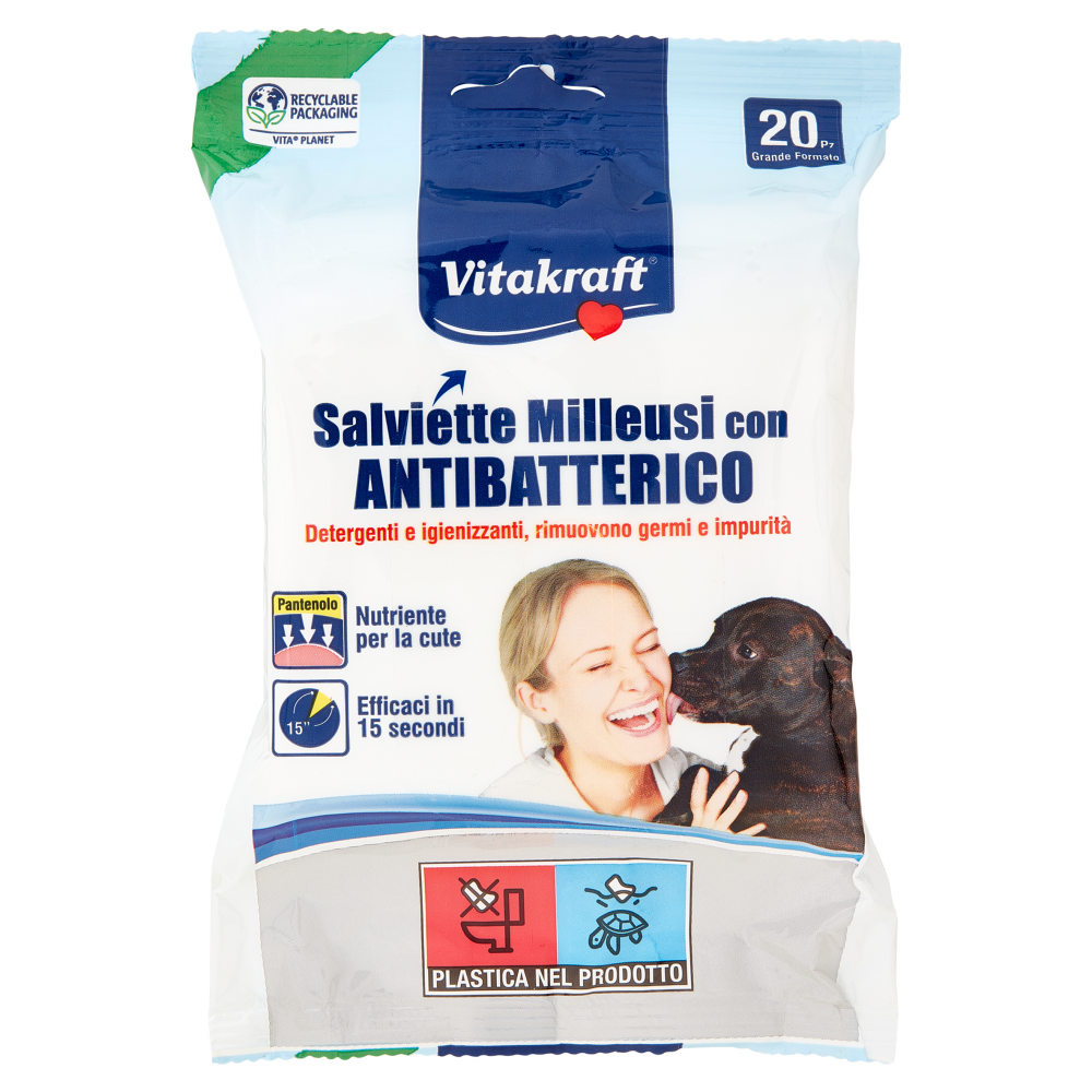 Vitakraft Salviette Milleusi con Antibatterico 20 pz