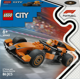 LEGO City 60442 Pilota e Monoposto McLaren F1, Modello di Macchina Giocattolo da Formula 1, Regalo Bambini 6+ Fan delle Auto