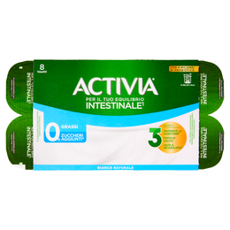 ACTIVIA Yogurt con Probiotico Bifidus, 0% Grassi, 0% Zuccheri Aggiunti, Bianco Naturale, 8x125g