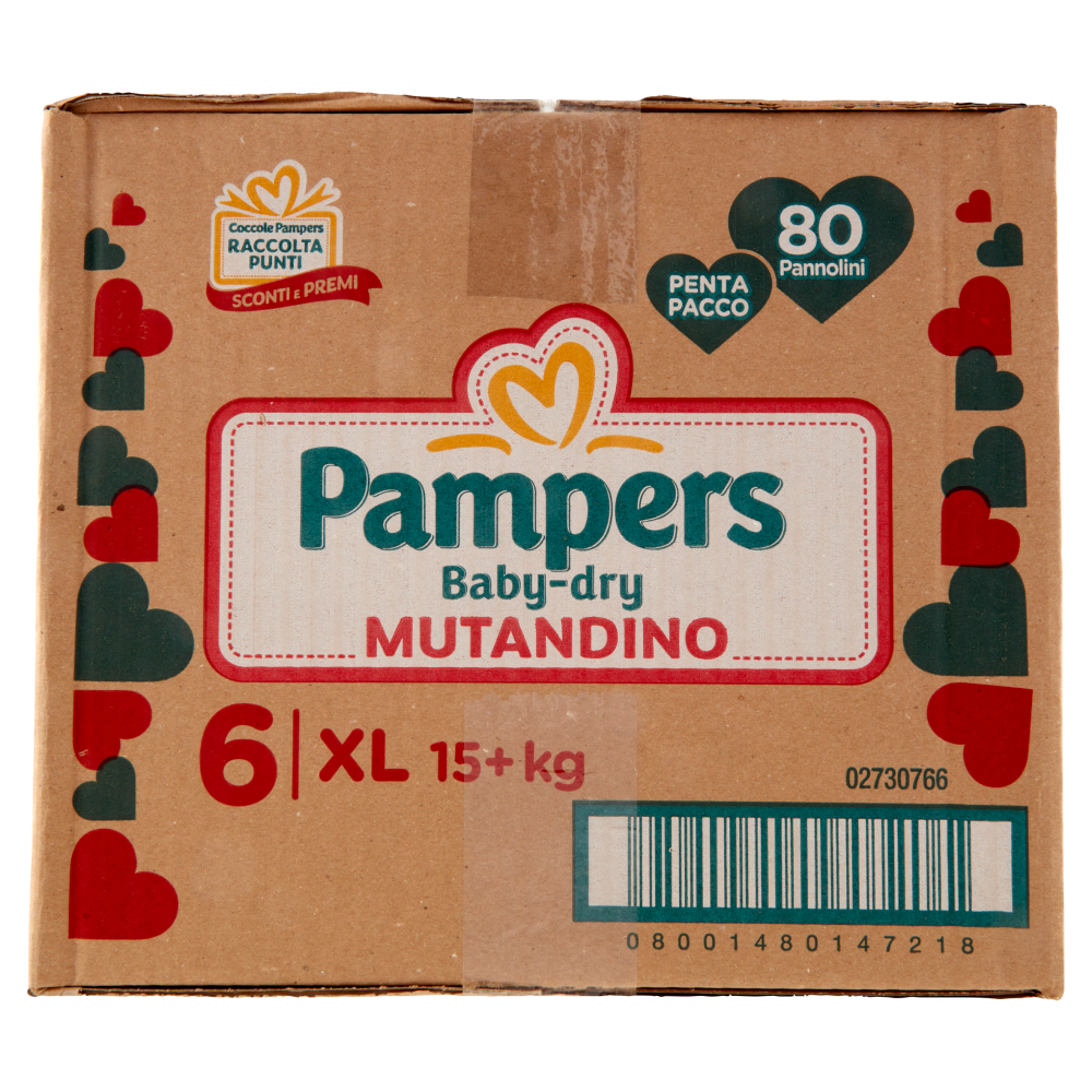 Pampers Baby-dry Mutandino XL 80 pz