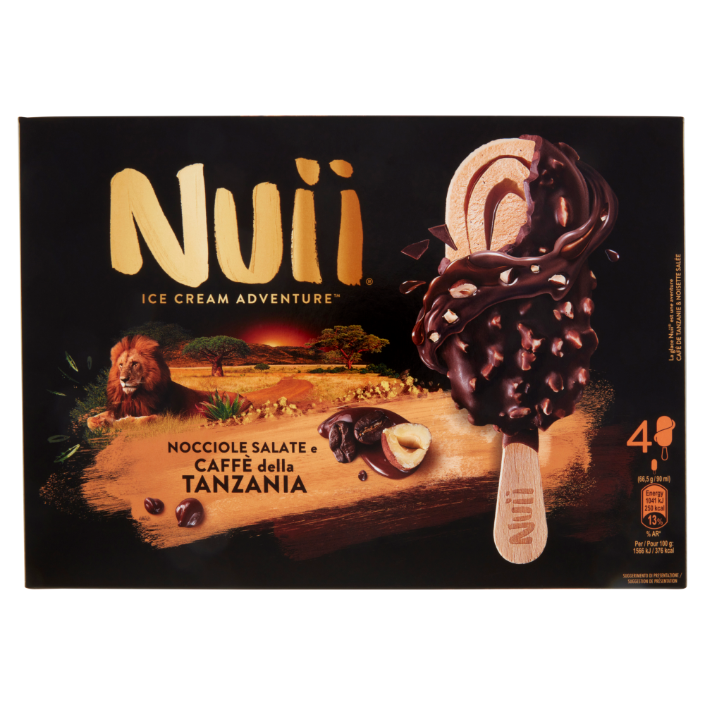 NUII Nocciole Salate e Caff&egrave; della Tanzania 4 x 66,5 g