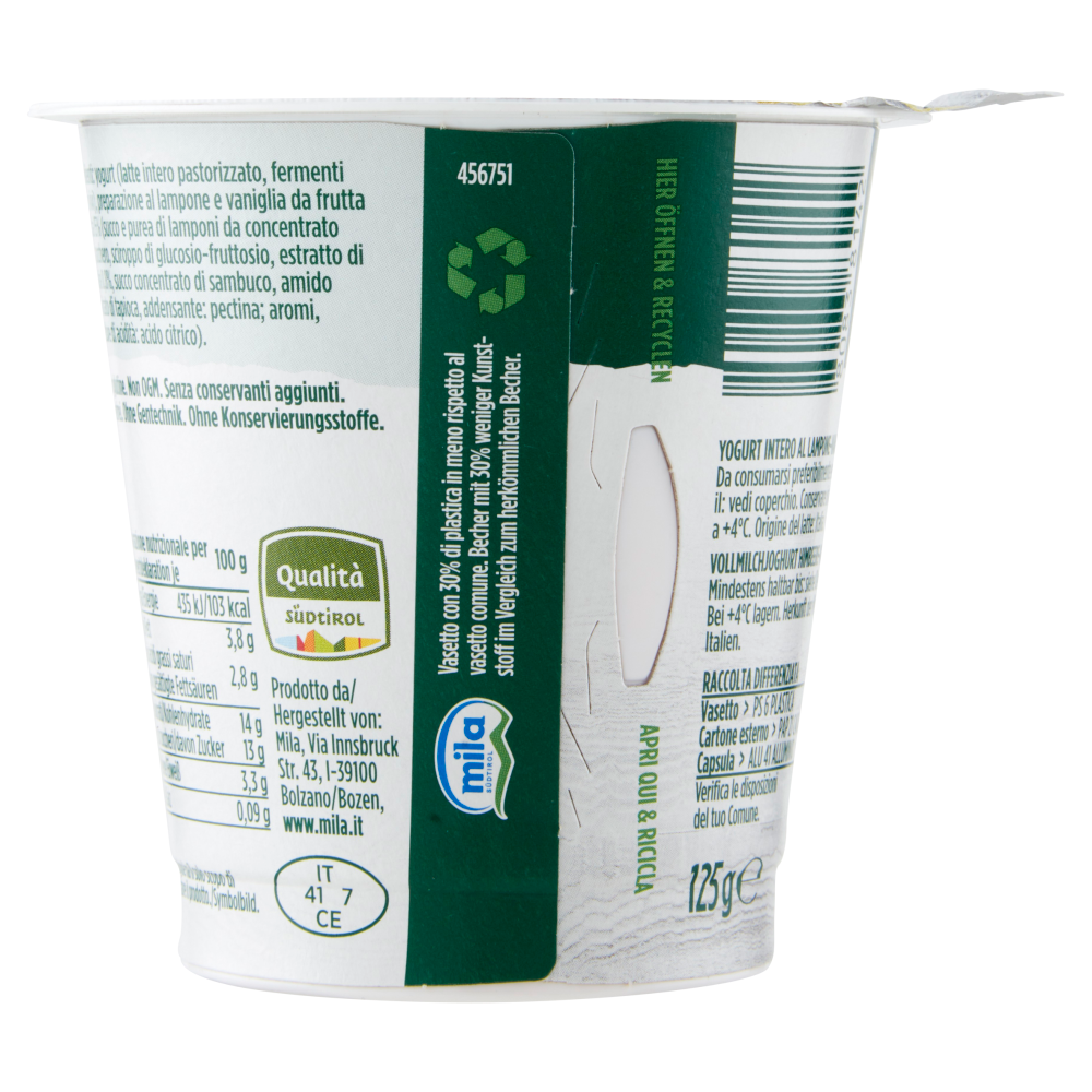 mila Yogurt Intero Lampone - vaniglia 125 g