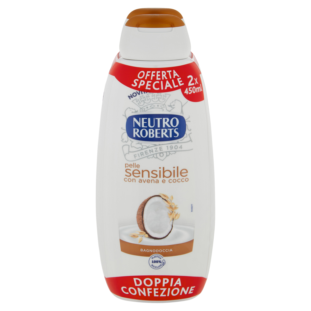 Neutro Roberts pelle sensibile con avena e cocco Bagnodoccia 2 x 450 ml