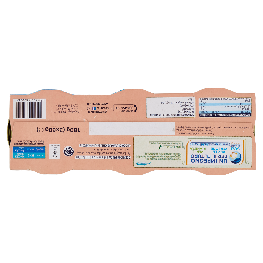 Mareblu Leggero Tonno con un Filo di Olio Extra Vergine di Oliva (6,6%) 3 x 60 g