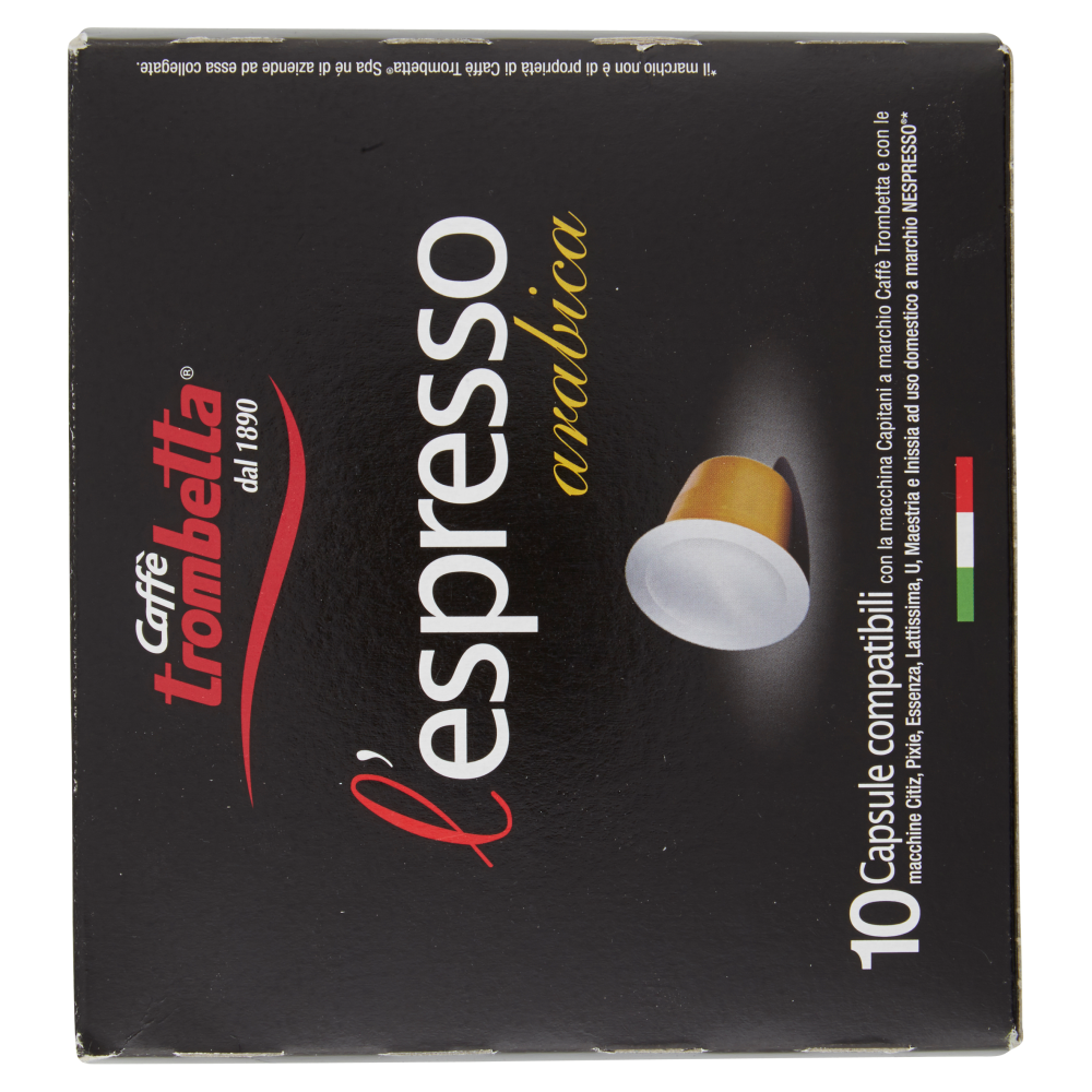 Caff&egrave; trombetta l'espresso arabica 10 Capsule 55 g