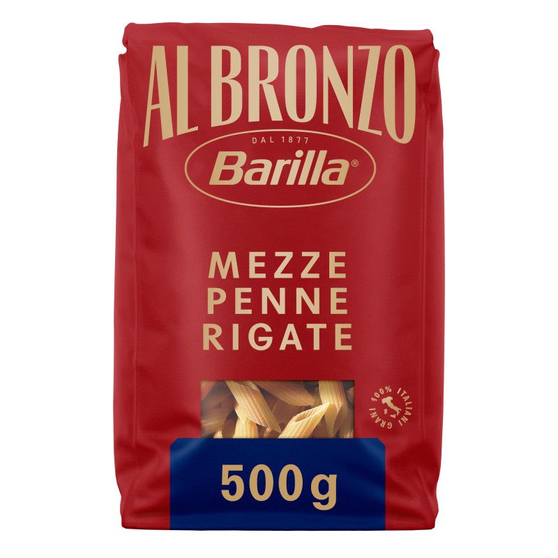 Barilla Al Bronzo Pasta Mezze Penne Rigate 500g