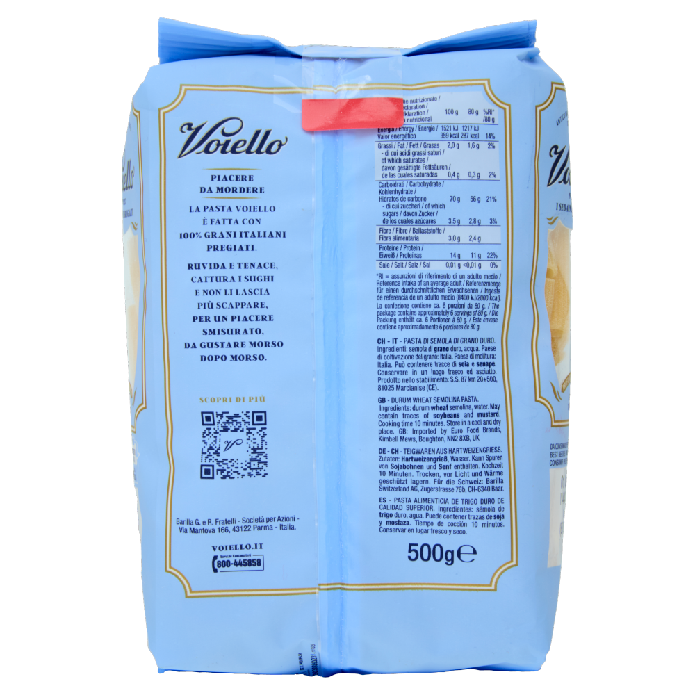 Voiello Pasta I Sedani Rigati N°127 grani 100% italiani Trafilata bronzo 500g