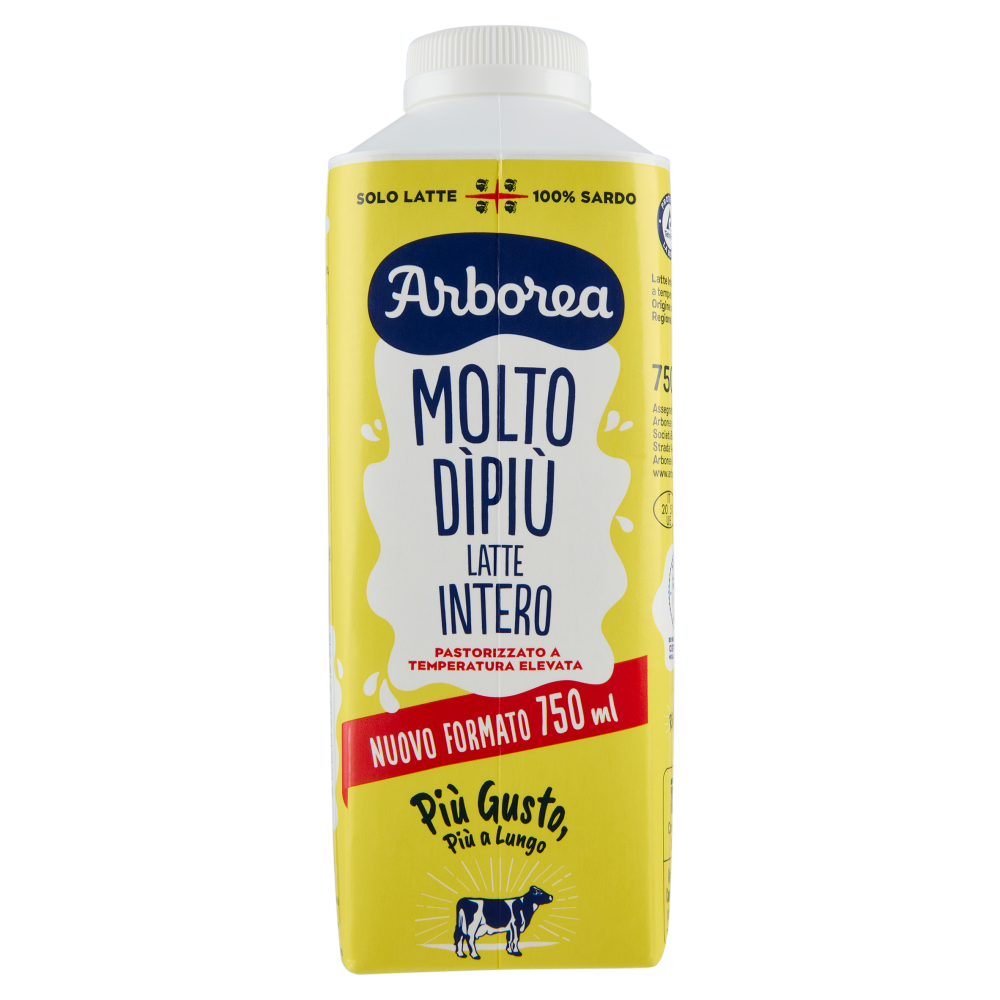 Arborea Molto D&igrave;Pi&ugrave; Latte Intero Pastorizzato a Temperatura Elevata 750 ml