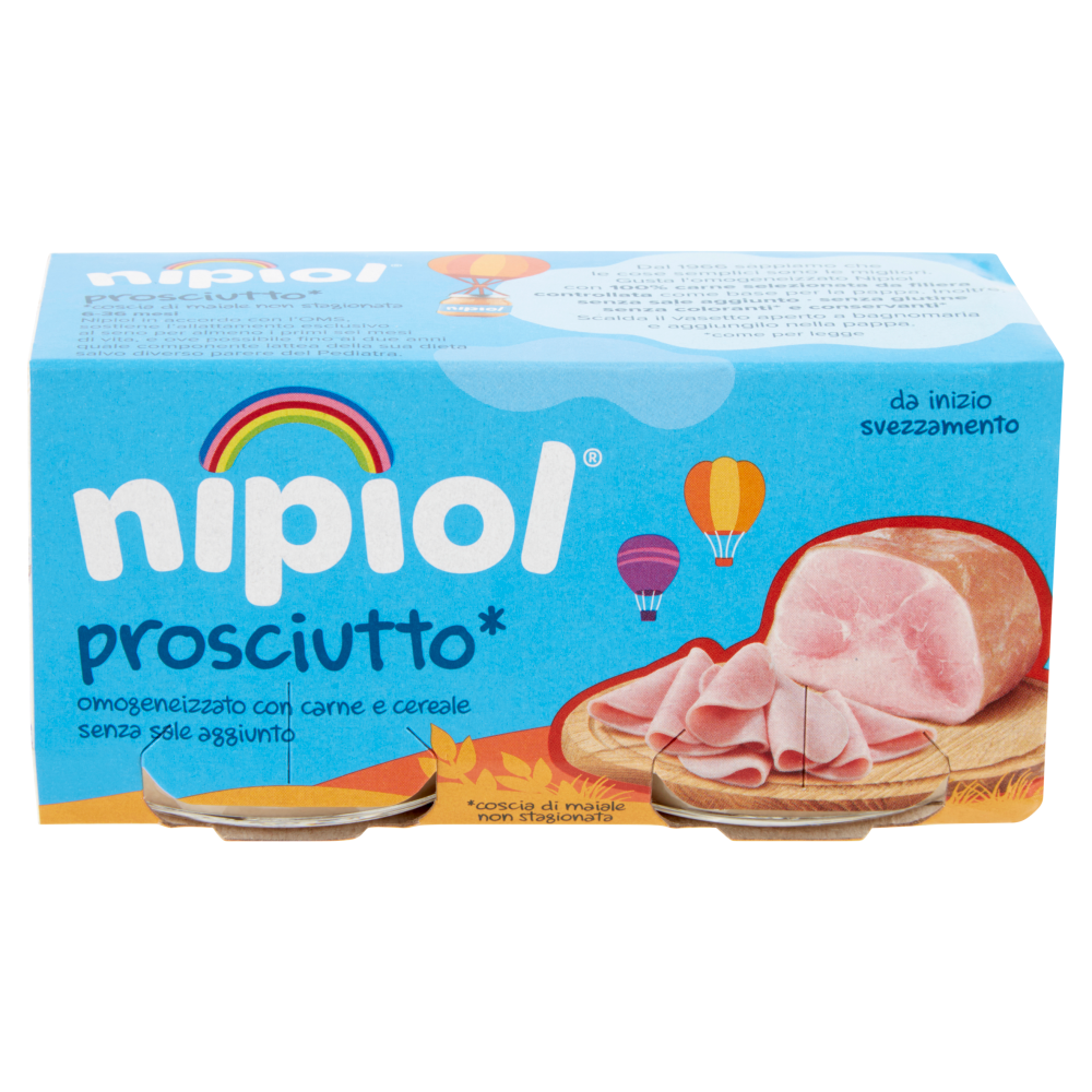 nipiol prosciutto* omogeneizzato con carne e cereale 2 x 80 g