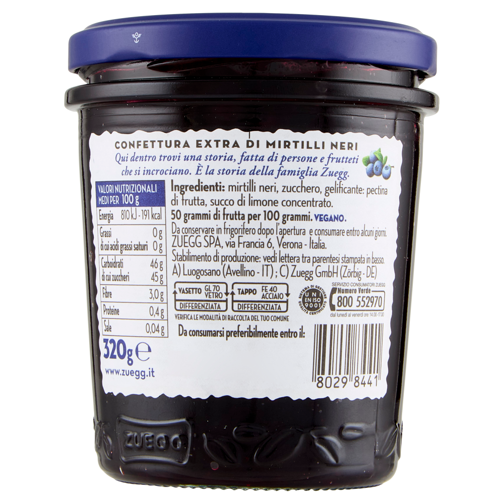 Zuegg I frutteti di Oswald Zuegg Mirtilli Neri 320 g