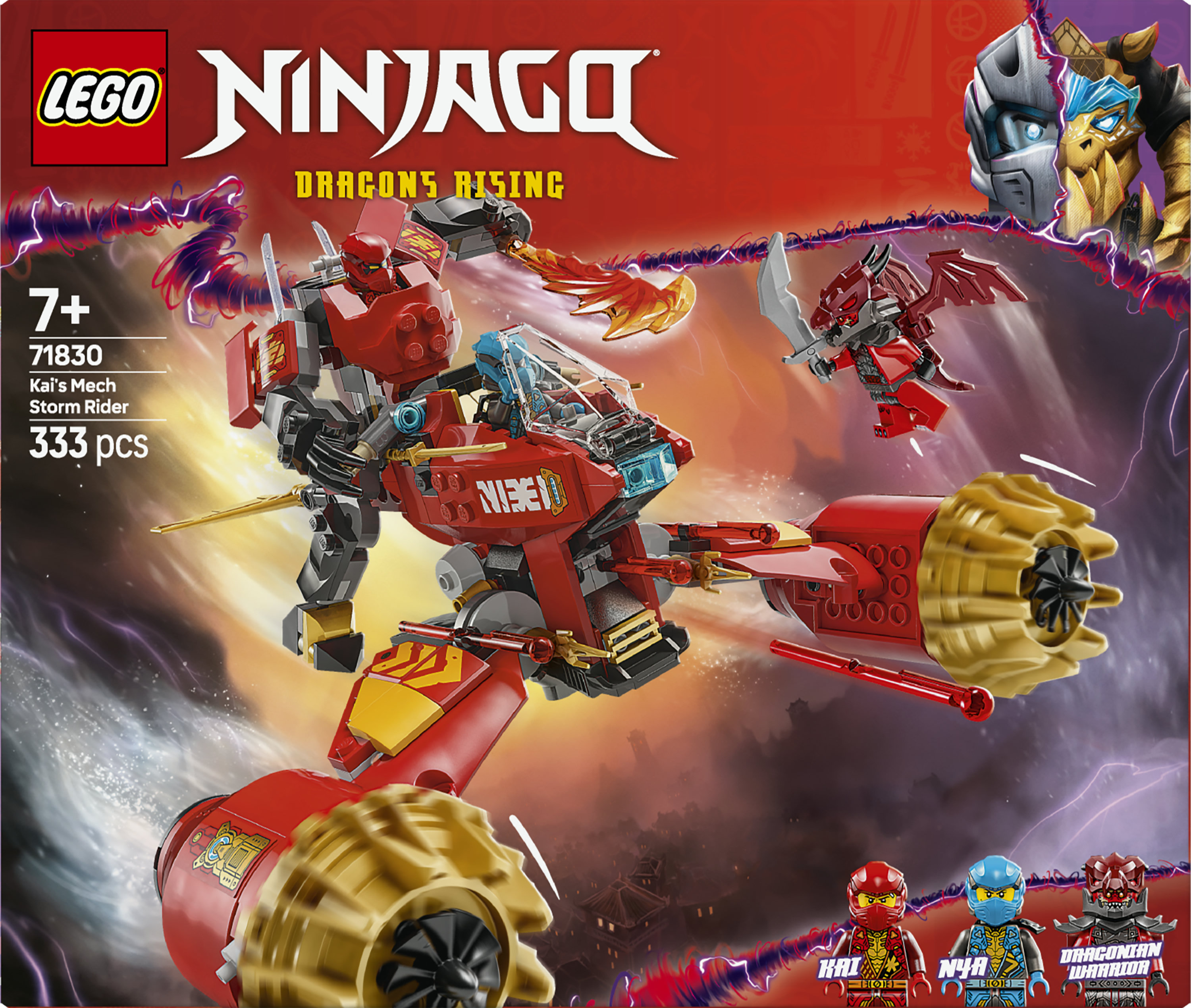 LEGO NINJAGO 71830 Mech Storm Rider di Kai - 2 Veicoli Trasformabili in Figura Snodabile e Moto Giocattolo, Giochi Bambini 7+