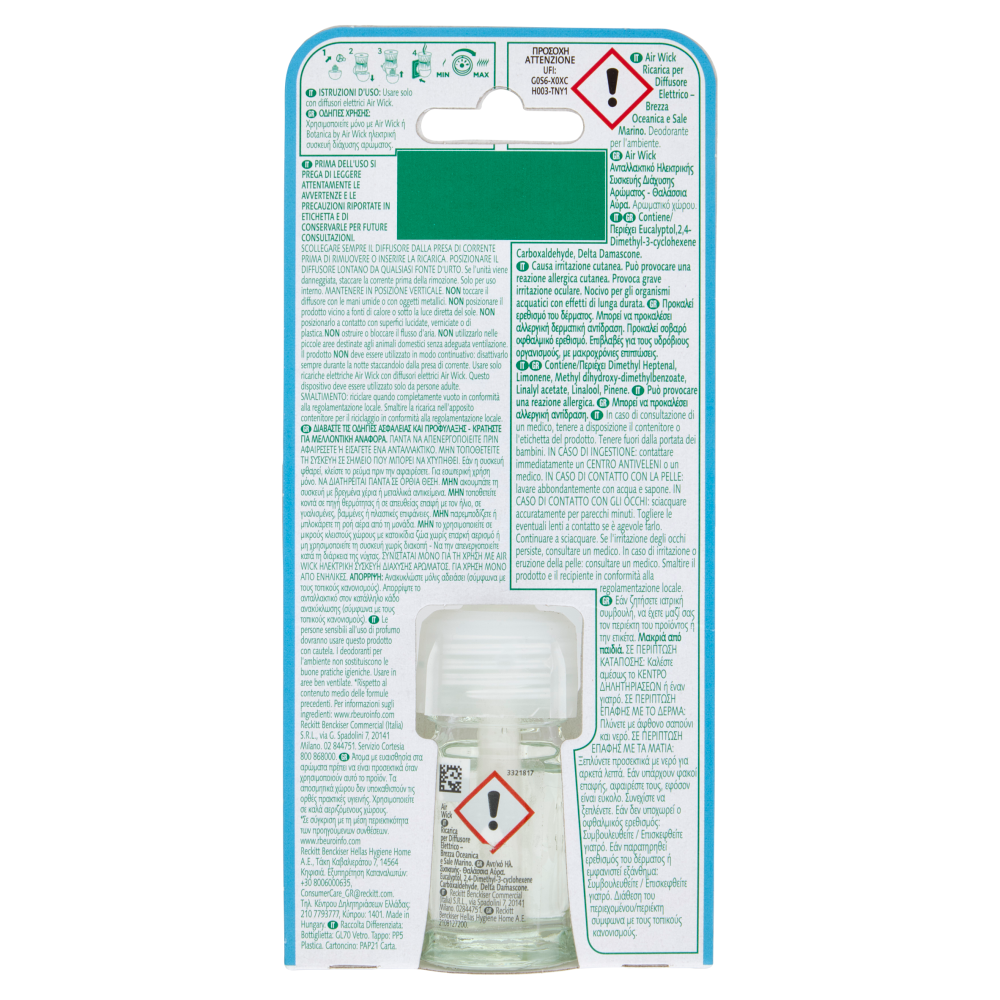 Air Wick Profumatore per Ambienti Brezza Oceanica e Sale Marino Ricarica 19 mL