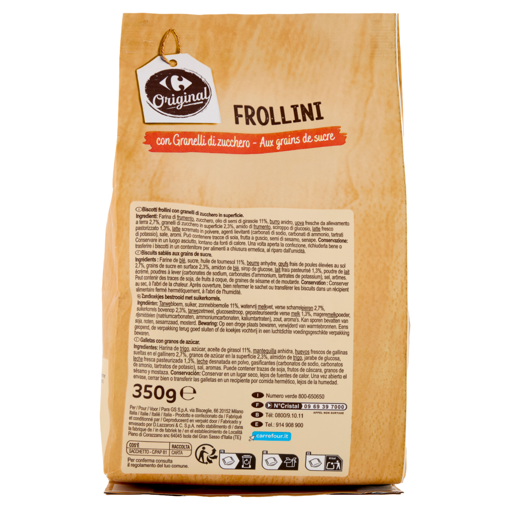Carrefour Original Frollini con Granelli di zucchero 350 g