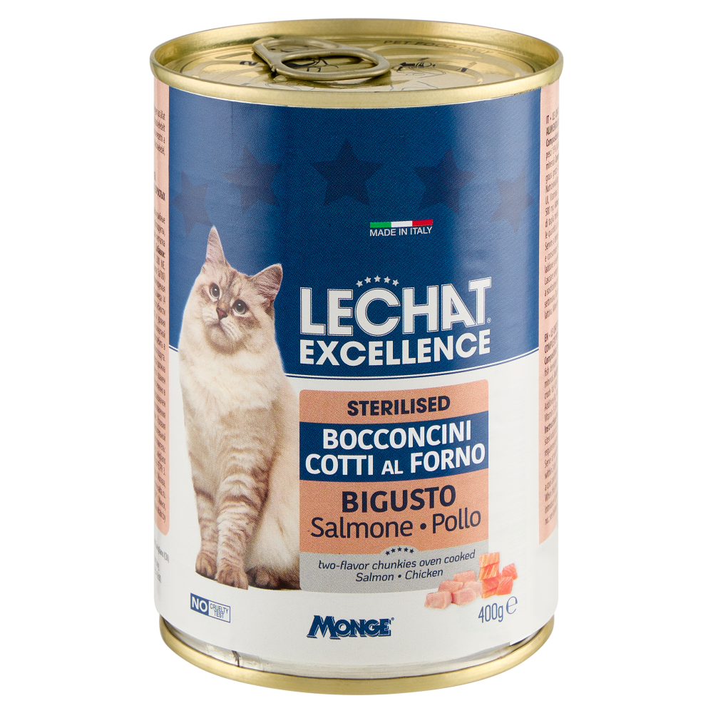 LeChat Excellence Sterilised Bocconcini Cotti al Forno Bigusto Salmone Pollo 400 g