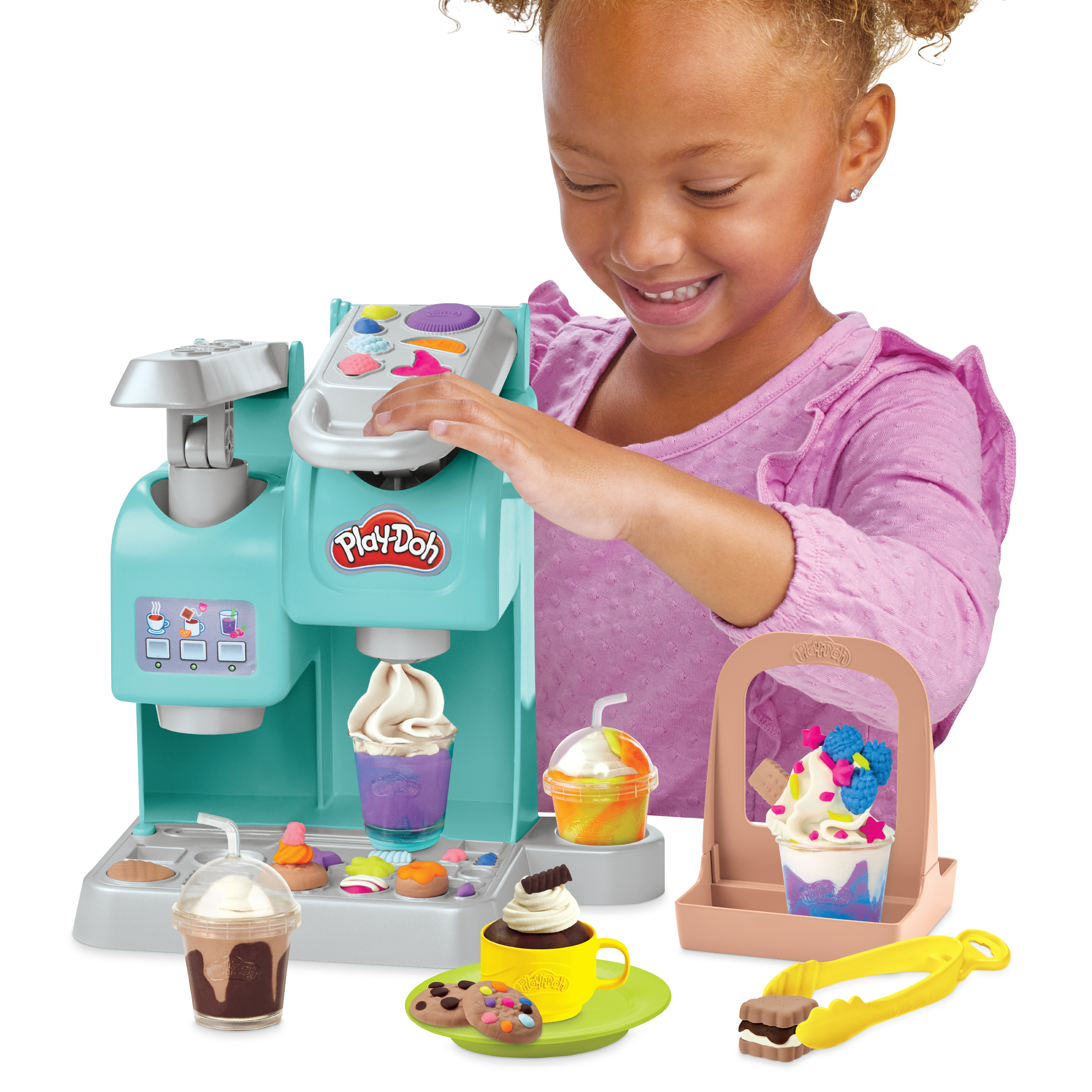 Play-Doh Kitchen Creations La Caffetteria Super Colorata di , playset con 20 accessori e 8 vasetti di pasta modellabile atossica, per bambini dai 3 anni in su