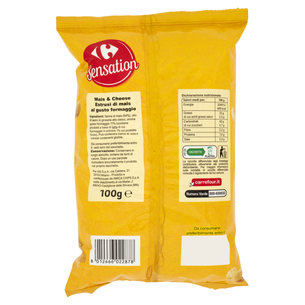 Carrefour Sensation Mais & Cheese Gusto formaggio 100 g