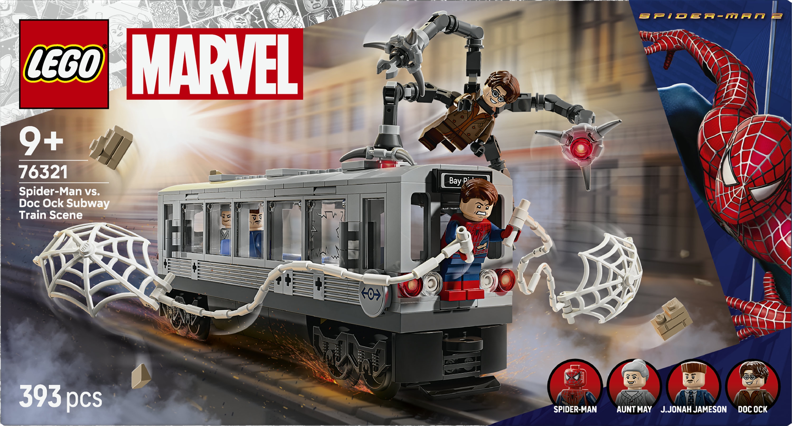 LEGO ǀ Marvel 76321 Spider-Man Contro Doc Ock: Duello sul Treno, Giocattolo con 4 Minifigure da Collezione, Idea Regalo 9+