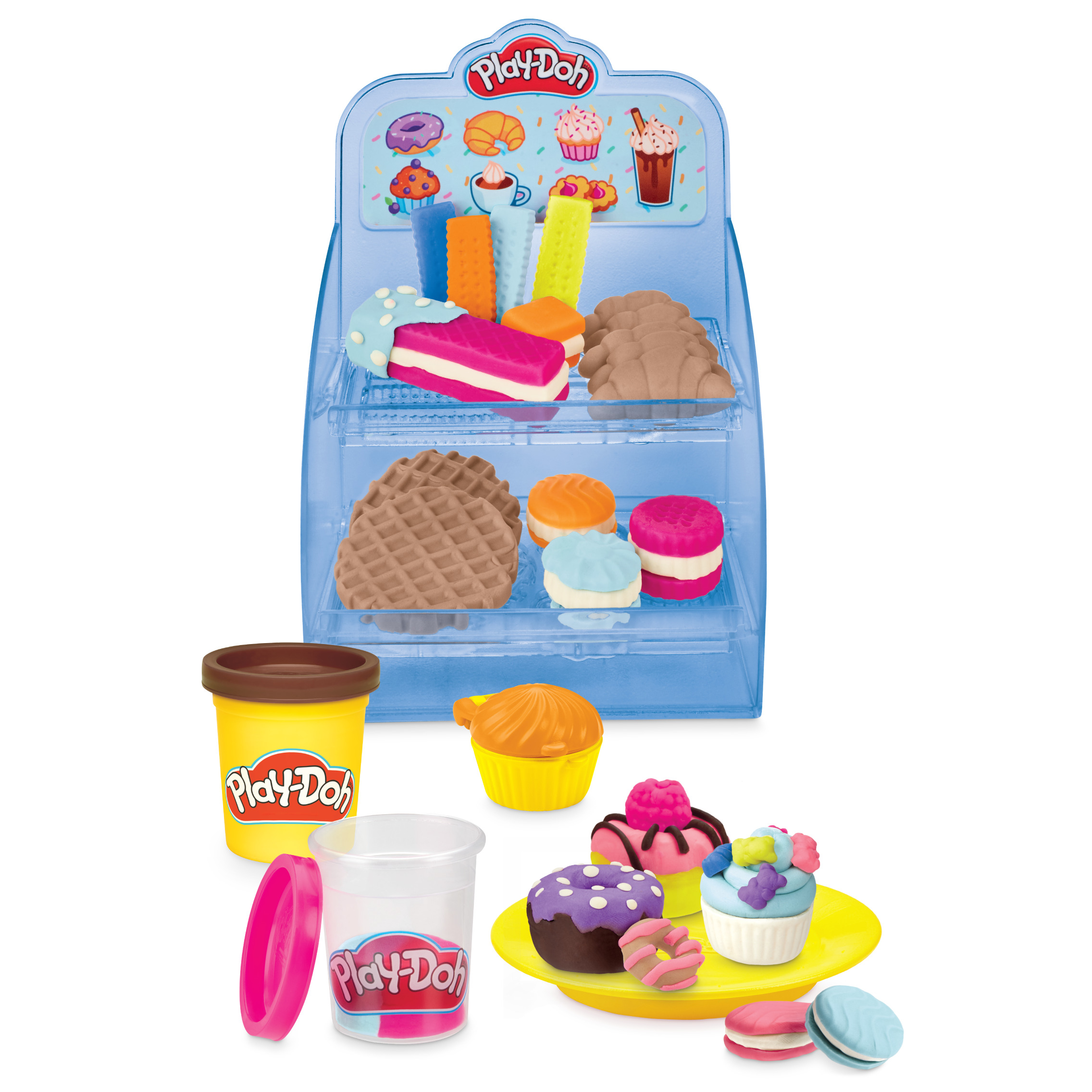 Play-Doh Kitchen Creations La Caffetteria Super Colorata di , playset con 20 accessori e 8 vasetti di pasta modellabile atossica, per bambini dai 3 anni in su