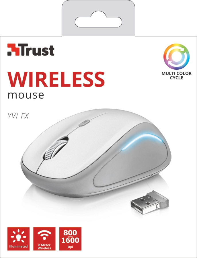 Trust Yvi FX mouse Ufficio Ambidestro RF Wireless Ottico 1600 DPI