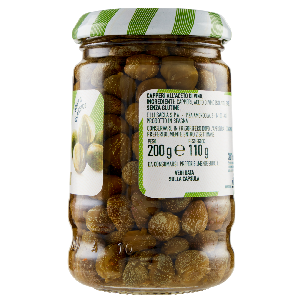 Sacl&agrave; Capperi all'Aceto di Vino 200 g