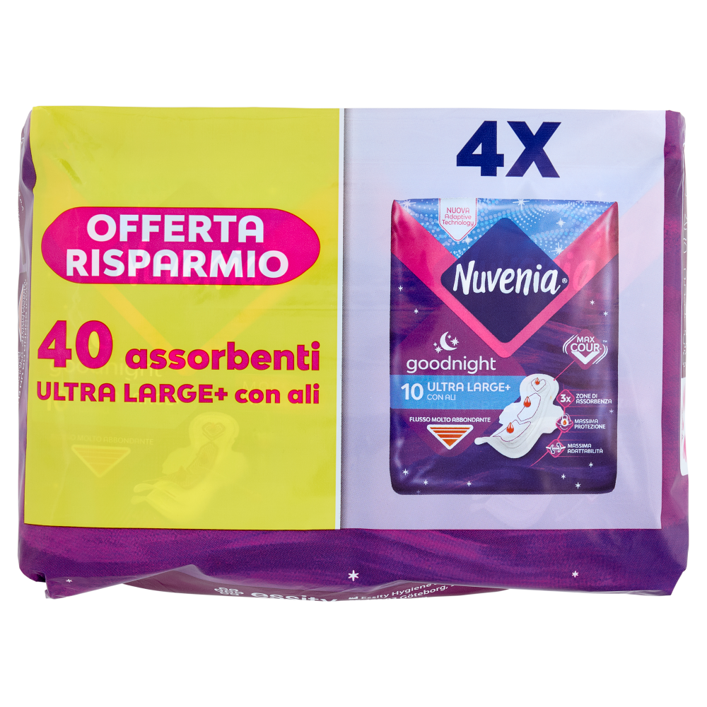 Nuvenia goodnight Ultra Large+ con Ali 4 x 10 pz