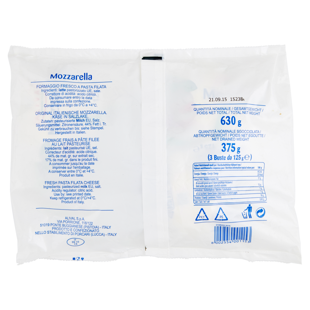Alival Mozzarella fresca 3 x 125 g