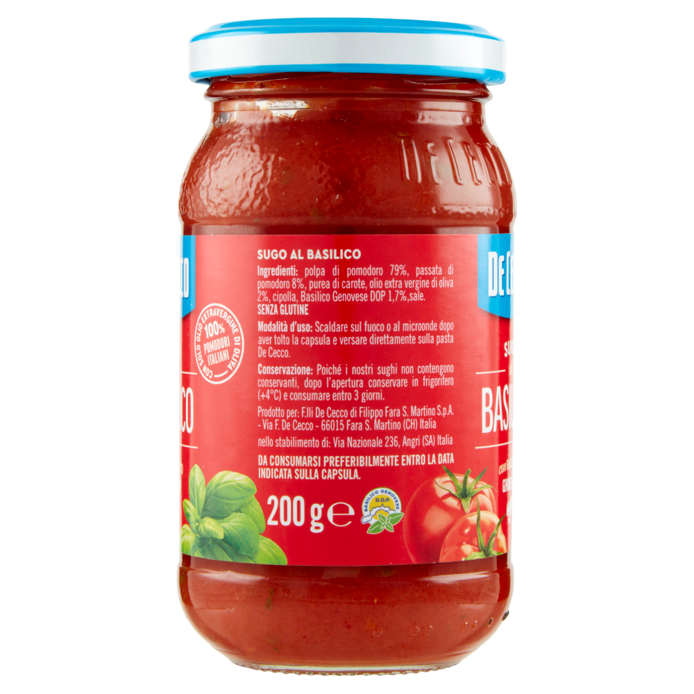 De Cecco Sugo al Basilico con Basilico Genovese DOP 200 g