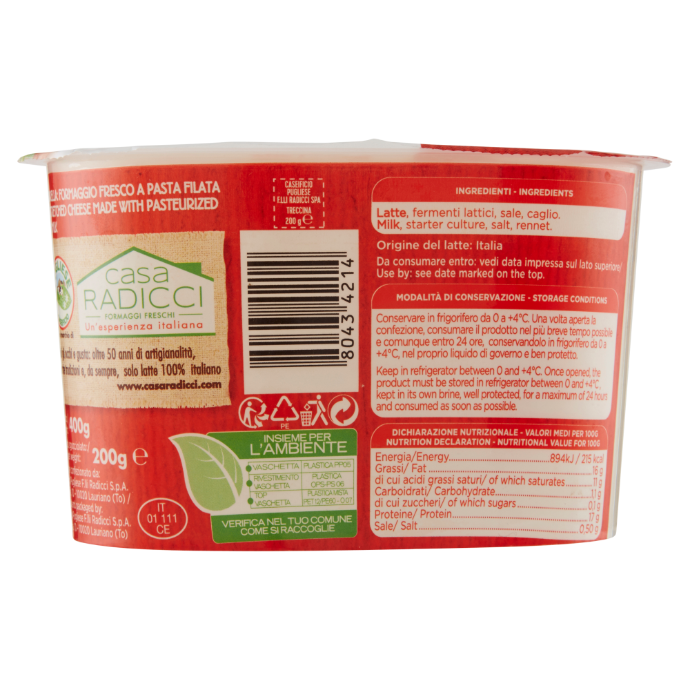 Caseificio Pugliese Fior di Latte Treccina Intrecciata a Mano 200 g