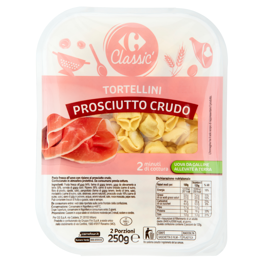 Carrefour Classic Tortellini Prosciutto Crudo 250 g