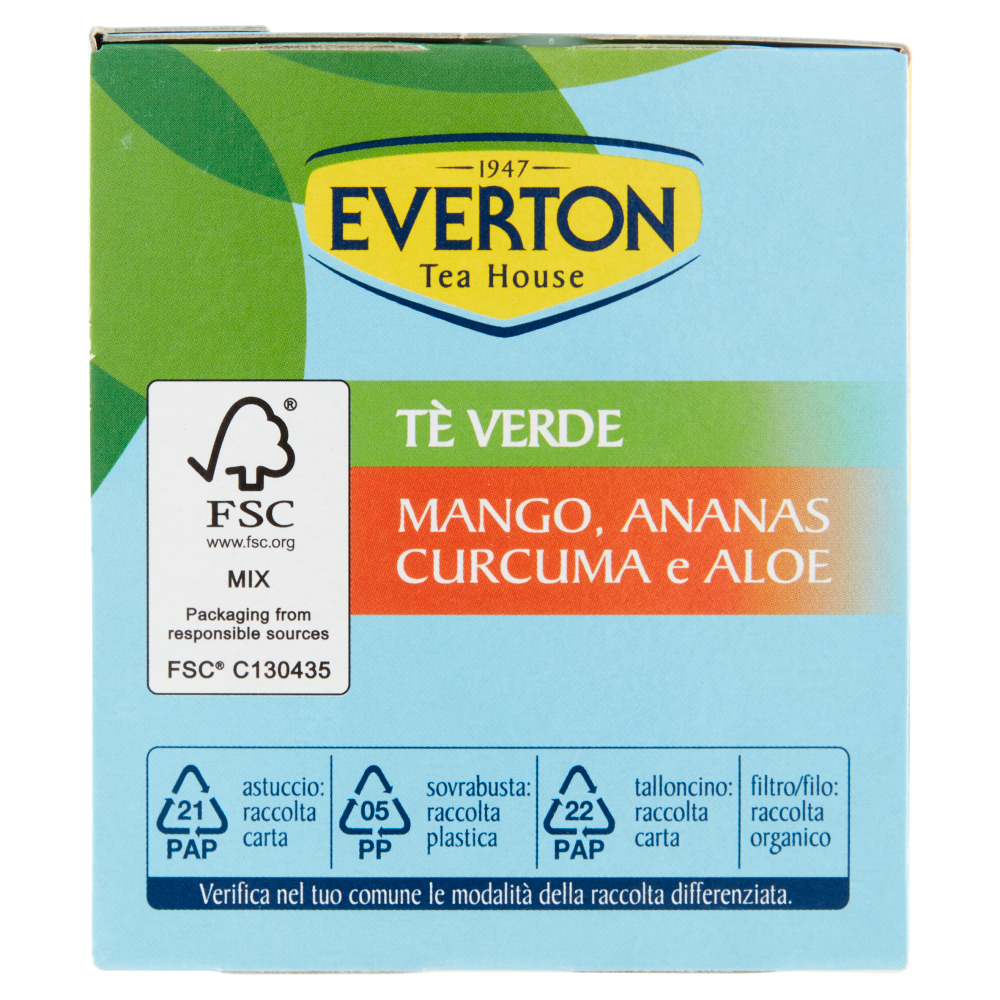 Everton Tè Verde Mango, Ananas, Curcuma e Aloe 16 x 2,5 g