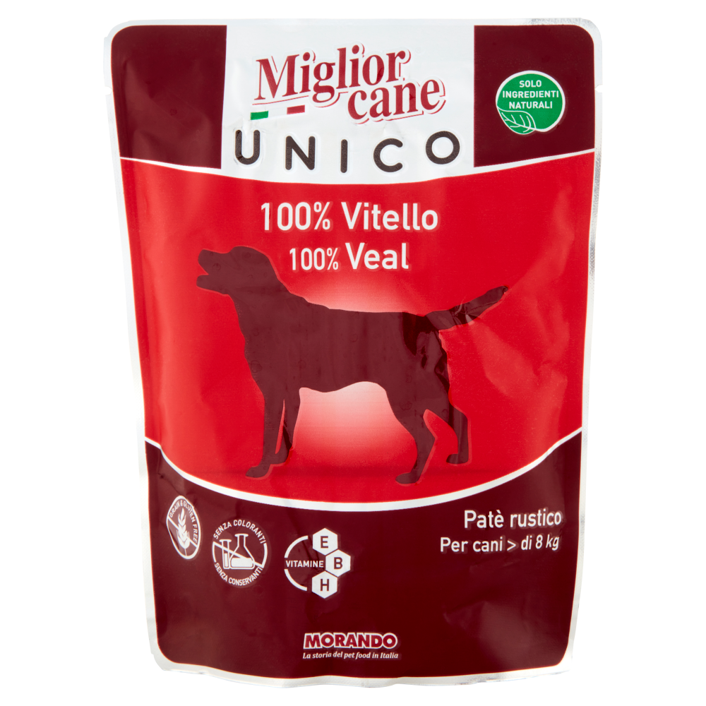Migliorcane Unico Patè rustico per cani > di 8 kg 100% Vitello 300 g